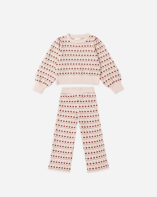 Rylee + Cru - Jacquard Knit Set - Ruby Hearts
