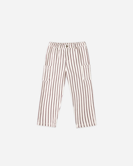Rylee + Cru - Relaxed Cargo Pant - Burgundy Pinstripe