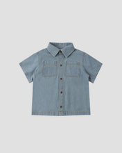 Load image into Gallery viewer, Rylee + Cru - Denim Short Sleeve Overshirt - Washed Blue