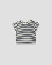 Load image into Gallery viewer, Rylee + Cru - Pointelle Tee - Navy Stripe
