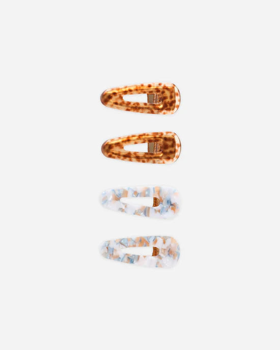 Rylee + Cru - Slider Clip, Pack of 4 - Brown, Blue, Tortoise