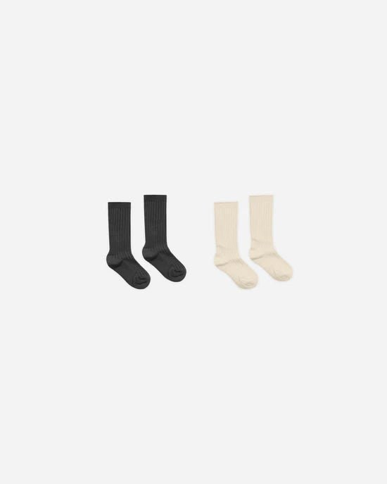 Rylee + Cru - Ribbed Socks - Black , Antique