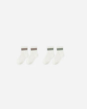 Load image into Gallery viewer, Rylee + Cru - Stripe Sock, Set of 2 - Brown + Green Stripe