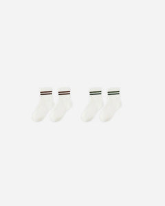 Rylee + Cru - Stripe Sock, Set of 2 - Brown + Green Stripe