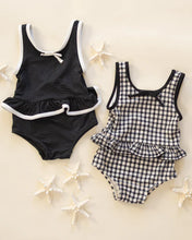 Load image into Gallery viewer, RYLEE + CRU - SKIRTED ONE-PIECE - BLACK GINGHAM