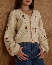 Load image into Gallery viewer, Rylee + Cru - Boxy Crop Cardigan Teen - Winter Daisy Embroidery