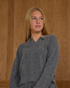 Collared Sweater - Heathered Grey