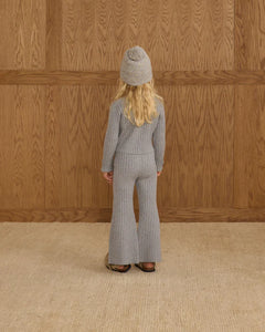 Flare Knit Pant - Dusty Blue