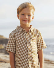 Load image into Gallery viewer, RYLEE + CRU - COLLARED SHORT SLEEVE SHIRT - OCRE CHECK
