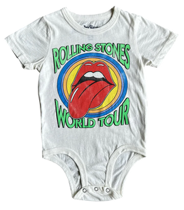 Rowdy Sprout - Rolling Stones Organic Short Sleeve Onesie - Dirty White