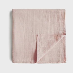 Mushie - Organic Cotton Muslin Swaddle Blanket - Rose Vanilla