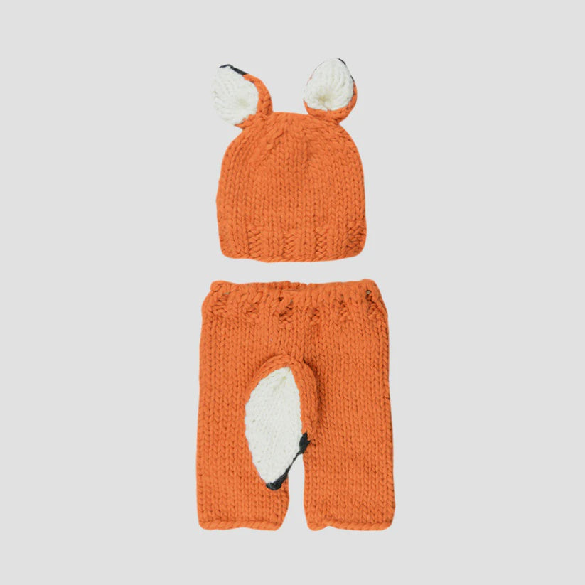 The Blueberry Hill - Fox Hat & Pant Newborn Set, Orange