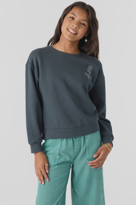 O'Neil - Girl's Ana Crew Neck Fleece Pullover - Slate