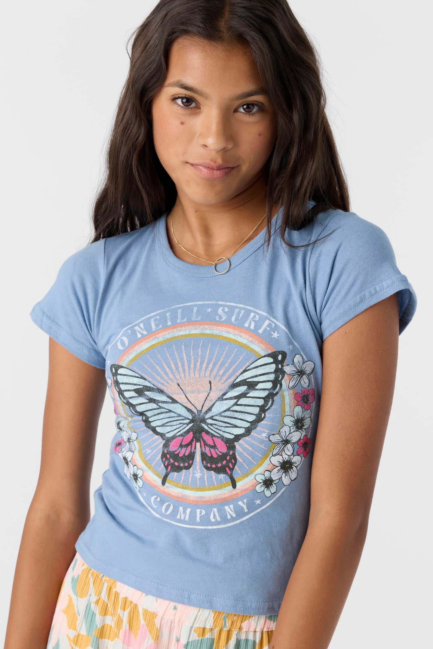 O'Neil - Girls Beachy Butterfly Tee - Faded Denim