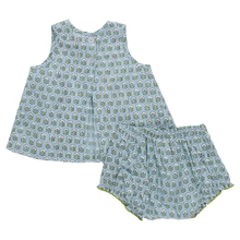 Load image into Gallery viewer, Pink Chicken - Baby Girls Jaipur 2-pc set - blue prairie block print