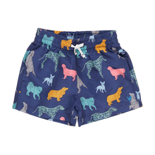 Load image into Gallery viewer, Pink Chicken - Baby Boys Swim Trunk - Navy Dogs