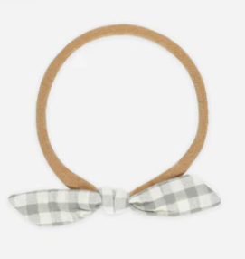Rylee + Cru - Little Knot Headband - Eucalyptus Gingham - on beige