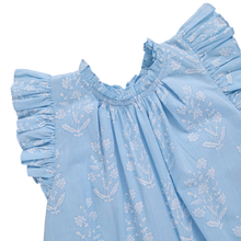 Load image into Gallery viewer, Pink Chicken - Baby Girls Harper Bubble - blue dewdrop block print