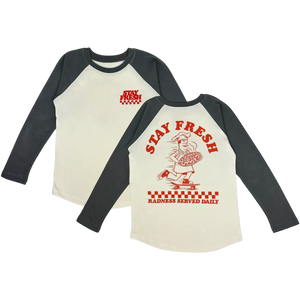 Tiny Whales - Stay Fresh LS Raglan - Natural/Vintage Black