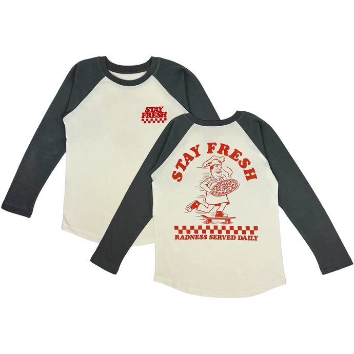 Tiny Whales - Stay Fresh LS Raglan - Natural/Vintage Black