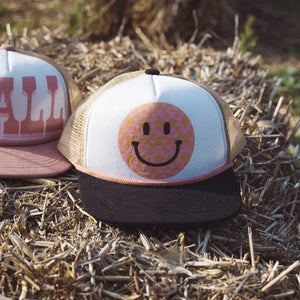 Tiny Whales - Happy Camper Trucker Hat - Natural/Black