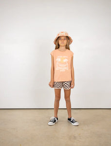 Tiny Whales - Lazy Days Boxy Muscle Tank - Coral