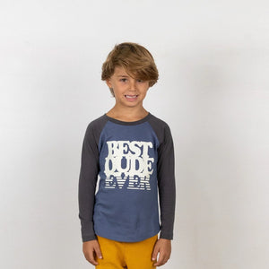 Tiny Whales - Best Dude Ever LS Raglan - Navy/Black