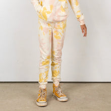 Load image into Gallery viewer, Tiny Whales - Sunset Jogger Pant - Natural/Pink/Gold Tie Dye