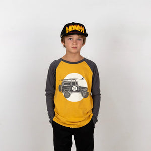 Tiny Whales - Trailblazer LS Raglan - Black/Vintage Gold