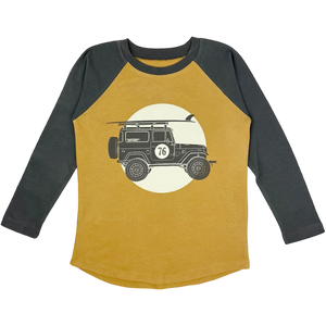 Tiny Whales - Trailblazer LS Raglan - Black/Vintage Gold