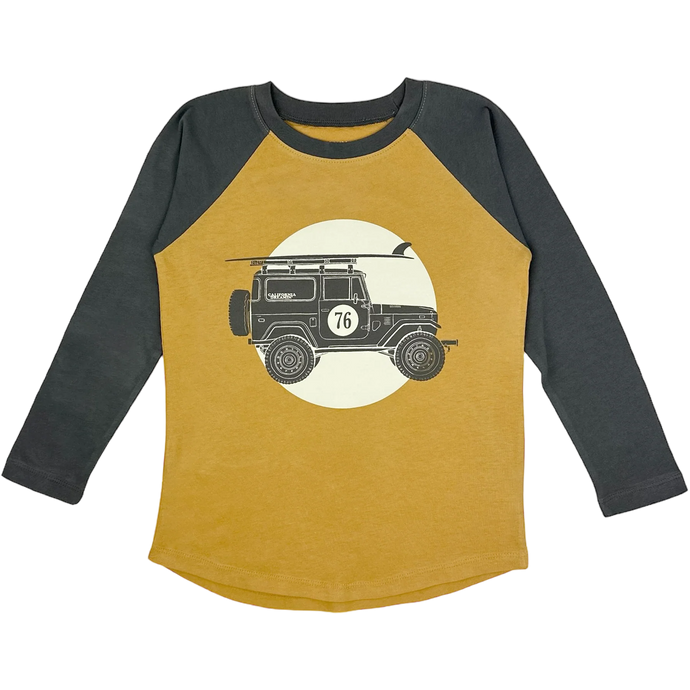 Tiny Whales - Trailblazer LS Raglan - Black/Vintage Gold