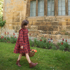 Pink Chicken - Girls Jaipur Dress - Red Autumn Strawflower