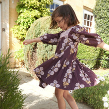 Load image into Gallery viewer, Pink Chicken - Girls Fiona Dress - Plum Buttercup Floral