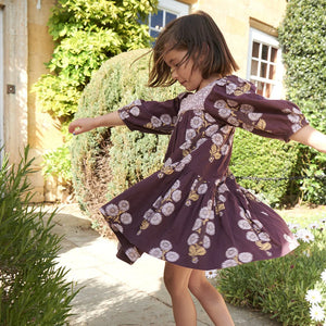 Pink Chicken - Girls Fiona Dress - Plum Buttercup Floral
