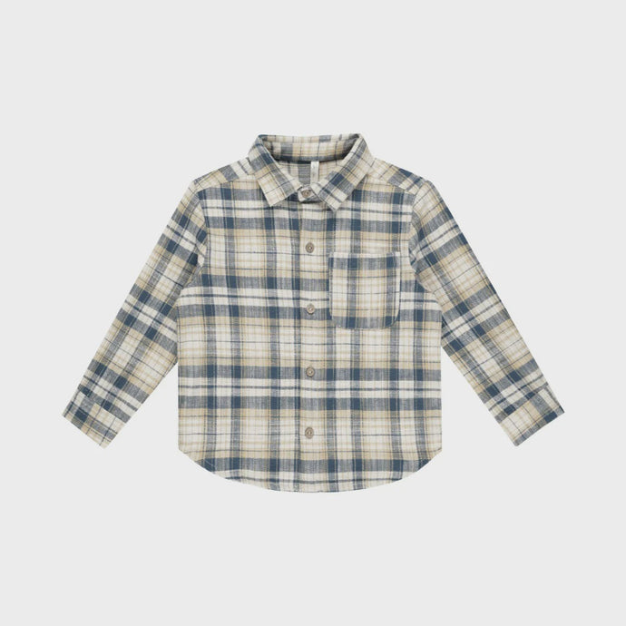 Rylee + Cru - Collared Long Sleeve Shirt - Indigo Plaid