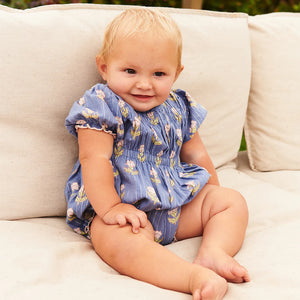 Pink Chicken - Baby Girls Waverly Bubble - Periwinkle Small Bud