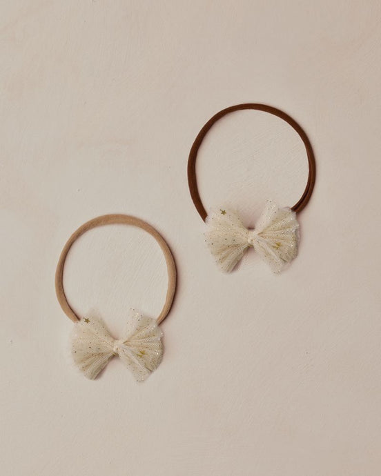Noralee - Flutter Tulle Headband - Champagne Stars/ Beige