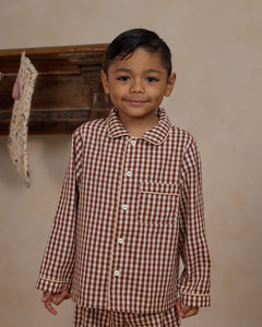 Rylee + Cru - Long Sleeve Pajamas - Brick Gingham