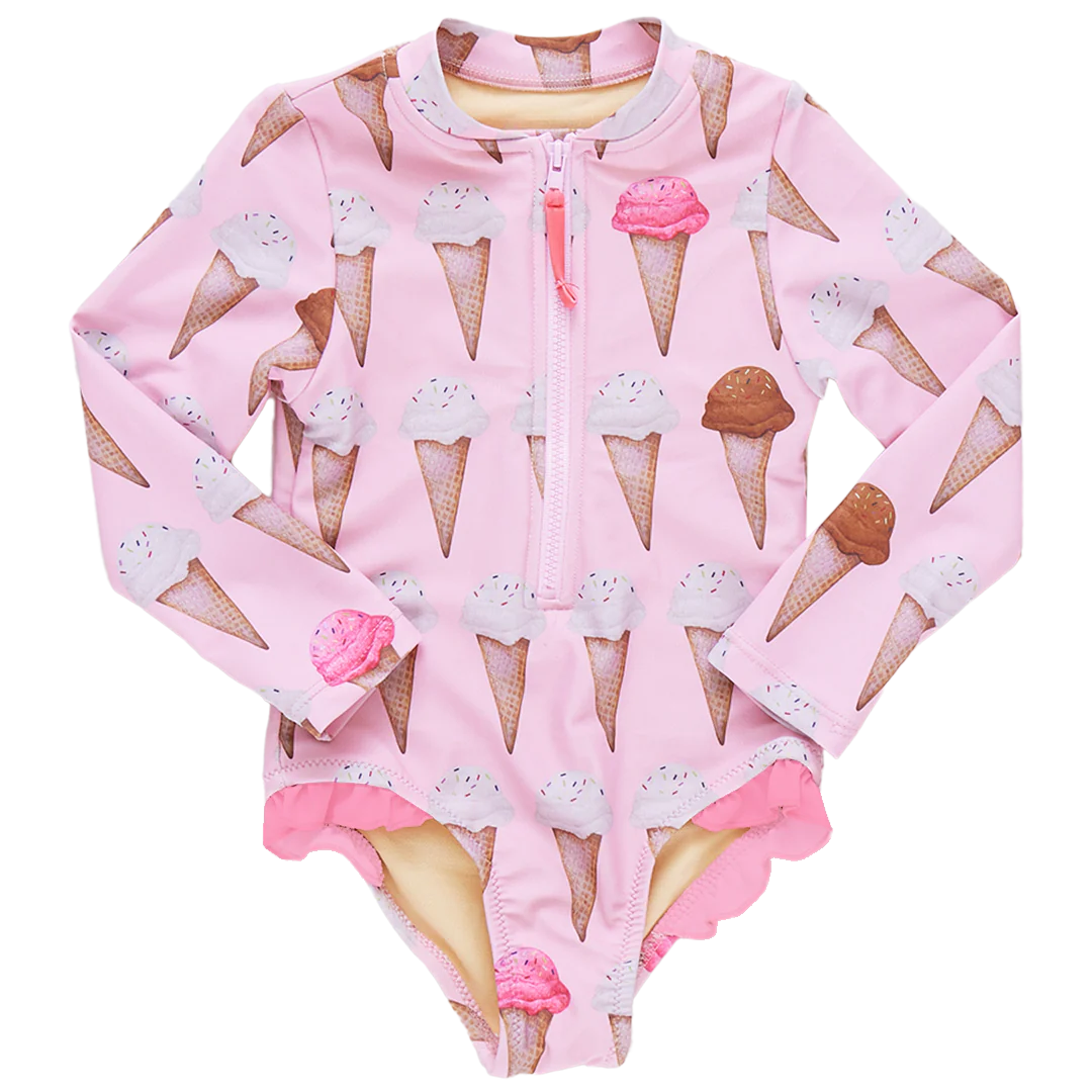 Pink Chicken - Girls Arden Suit - Neapolitan Ice Cream Cones