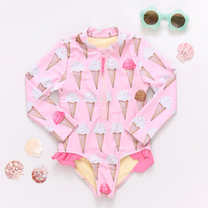 Pink Chicken - Girls Arden Suit - Neapolitan Ice Cream Cones