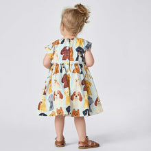 Load image into Gallery viewer, Pink Chicken - Baby Girls Adaline Dress Set - Light Blue Watercolor Dogs