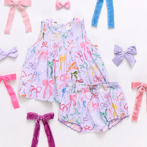 Pink Chicken - Baby Girls Jaipur 2 - Piece Set - Lavender Watercolor Bows