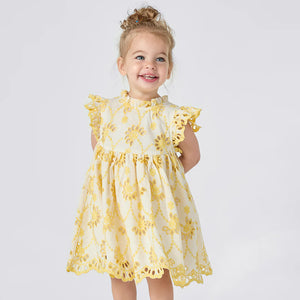 Pink Chicken - Baby Girls Cynthia Dress Set - Bright Yellow Eyelet