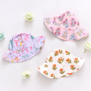 Pink Chicken - Baby Girls Sun Hat - Lavender Watercolor