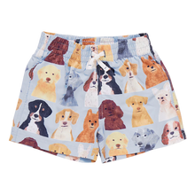 Load image into Gallery viewer, Pink Chicken - Baby Boys Swim Trunk - Light Blue Watercolor Dogs