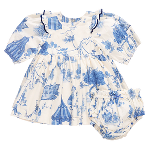 Pink Chicken - Baby Girls Brooke Dress Set - Blue Circus