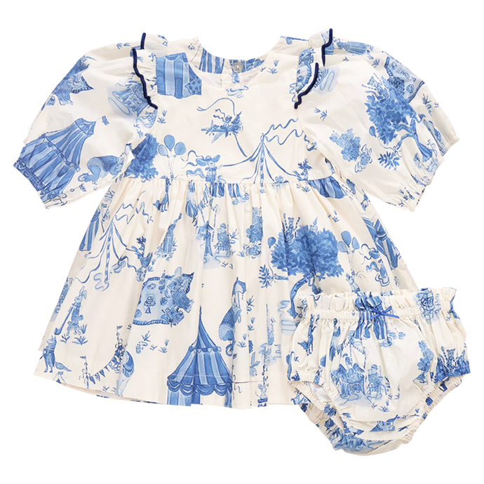 Pink Chicken - Baby Girls Brooke Dress Set - Blue Circus