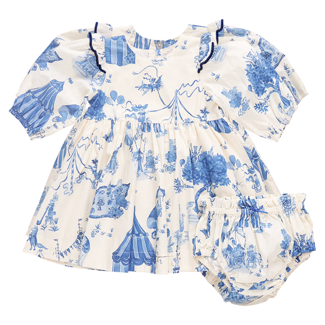 Pink Chicken - Baby Girls Brooke Dress Set - Blue Circus