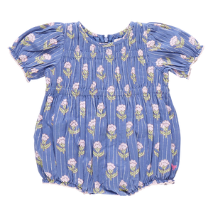 Pink Chicken - Baby Girls Waverly Bubble - Periwinkle Small Bud