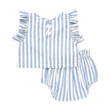 Load image into Gallery viewer, Pink Chicken - Baby Girls Abigail 2 - Piece Set - Blue Stripe